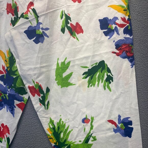 Womens Pull on Capri‎ Elastic Waist Red White Blue Floral Pants Large,Pockets - Picture 10 of 12